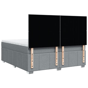 Κρεβάτι Boxspring με Στρώμα Ανοιχτό Γκρι 200x200 εκ. Υφασμάτινο