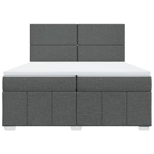 Κρεβάτι Boxspring με Στρώμα Σκούρο Γκρι 200x200 εκ. Υφασμάτινο - Pakobazaar