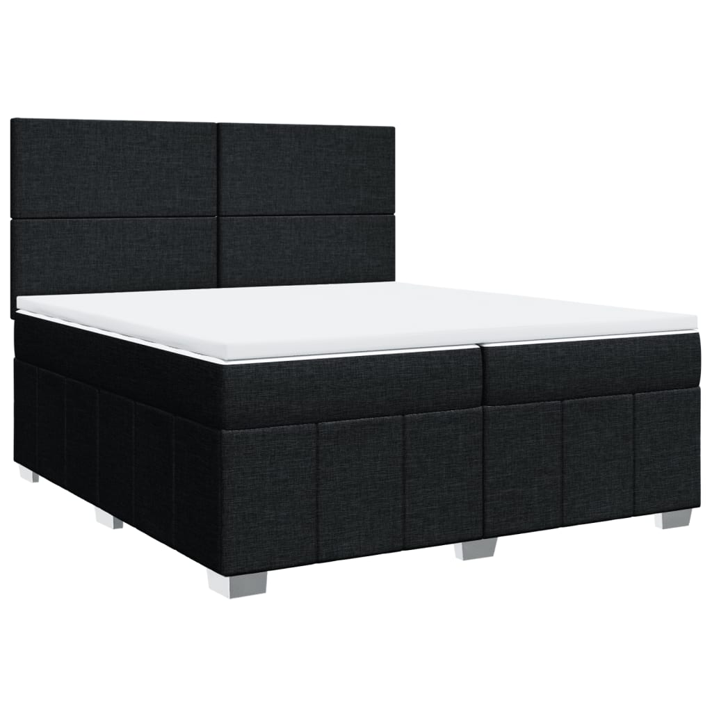 Κρεβάτι Boxspring με Στρώμα Μαύρο 200x200 εκ. Υφασμάτινο - Pakobazaar