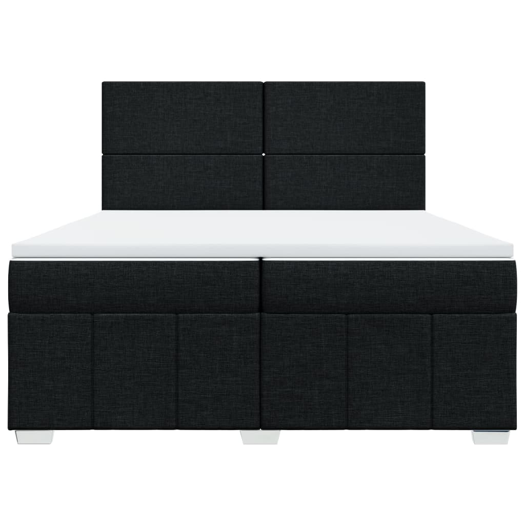 Κρεβάτι Boxspring με Στρώμα Μαύρο 200x200 εκ. Υφασμάτινο - Pakobazaar