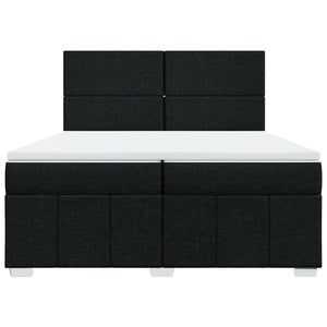 Κρεβάτι Boxspring με Στρώμα Μαύρο 200x200 εκ. Υφασμάτινο - Pakobazaar