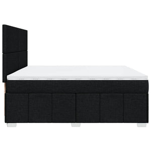 Κρεβάτι Boxspring με Στρώμα Μαύρο 200x200 εκ. Υφασμάτινο - Pakobazaar