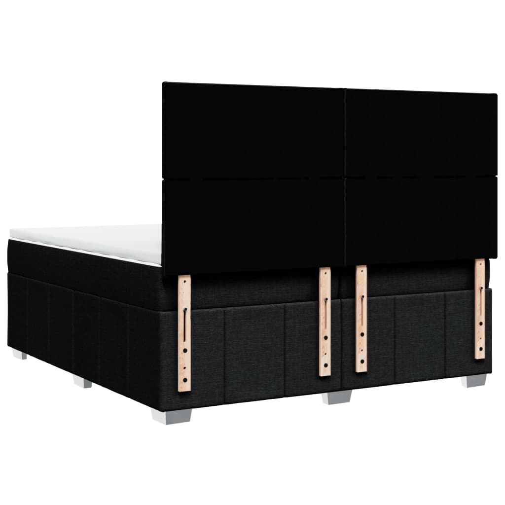 Κρεβάτι Boxspring με Στρώμα Μαύρο 200x200 εκ. Υφασμάτινο - Pakobazaar