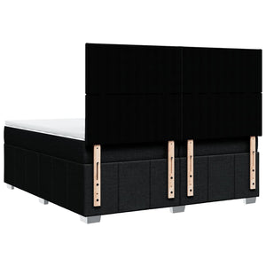 Κρεβάτι Boxspring με Στρώμα Μαύρο 200x200 εκ. Υφασμάτινο - Pakobazaar