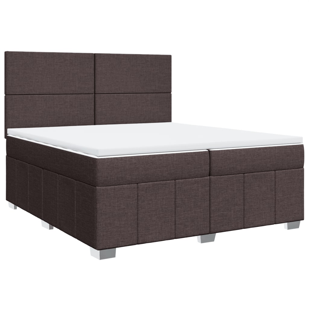 Κρεβάτι Boxspring με Στρώμα Σκούρο Καφέ 200x200 εκ. Υφασμάτινο