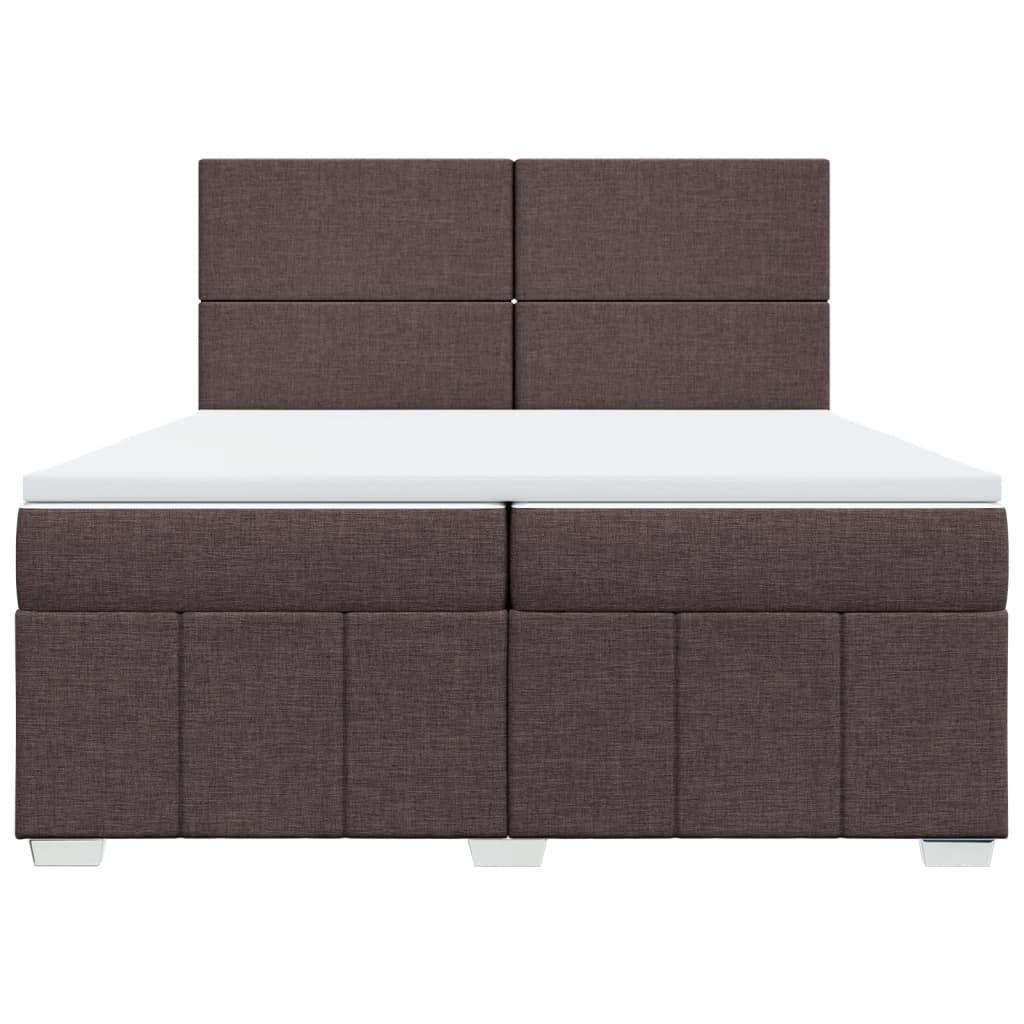 Κρεβάτι Boxspring με Στρώμα Σκούρο Καφέ 200x200 εκ. Υφασμάτινο