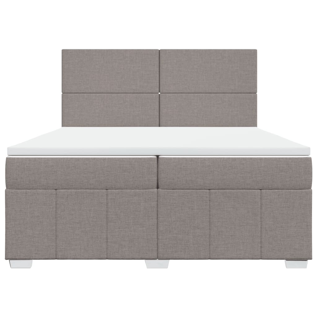 Κρεβάτι Boxspring με Στρώμα Taupe 200x200 εκ. Υφασμάτινο - Pakobazaar
