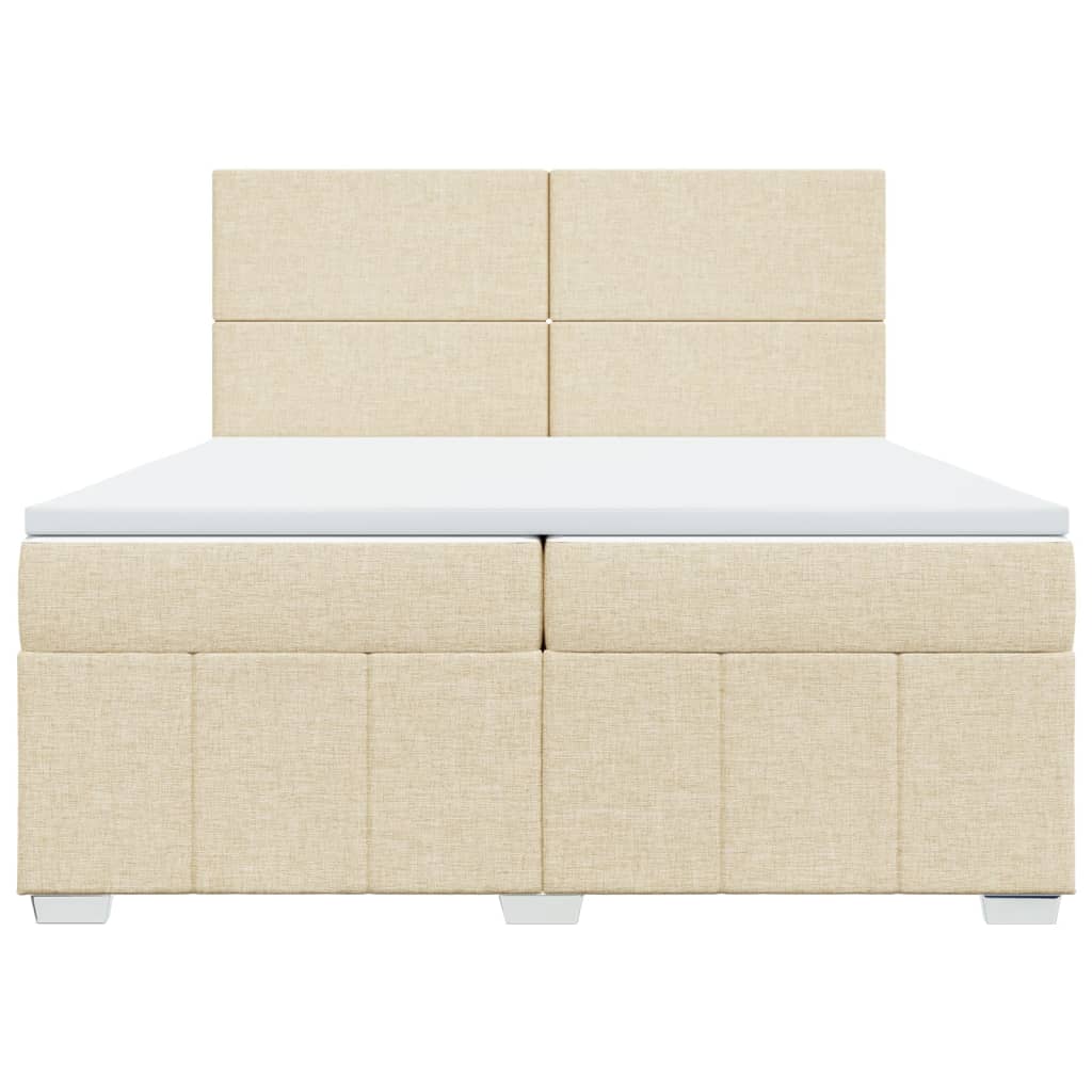 Κρεβάτι Boxspring με Στρώμα Κρεμ 200x200 εκ. Υφασμάτινο