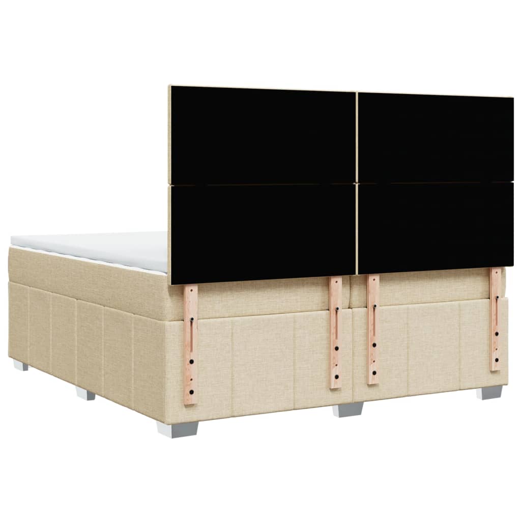 Κρεβάτι Boxspring με Στρώμα Κρεμ 200x200 εκ. Υφασμάτινο