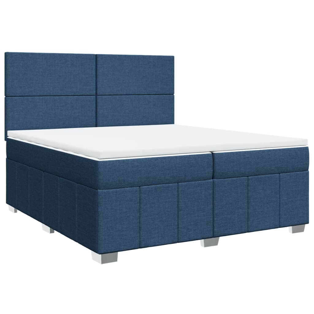 Κρεβάτι Boxspring με Στρώμα Μπλε 200x200 εκ. Υφασμάτινο - Pakobazaar