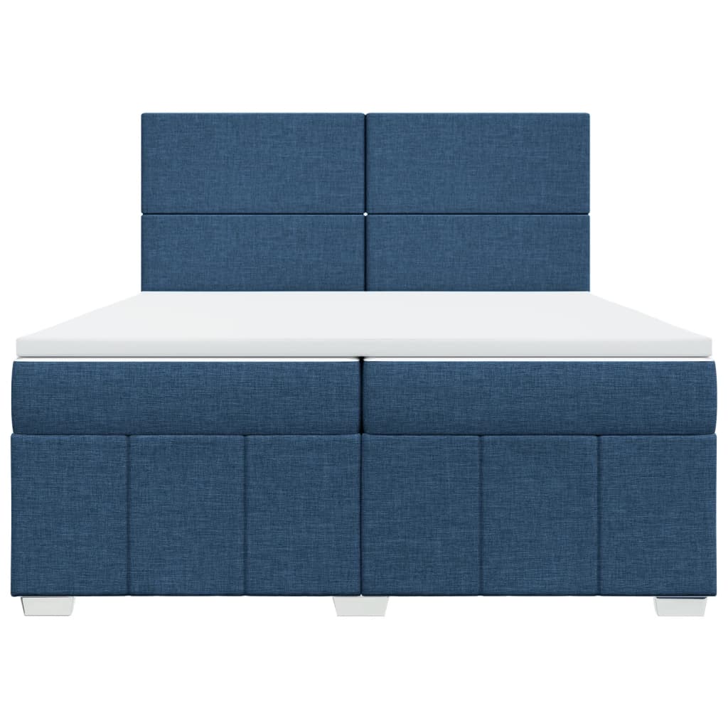 Κρεβάτι Boxspring με Στρώμα Μπλε 200x200 εκ. Υφασμάτινο - Pakobazaar