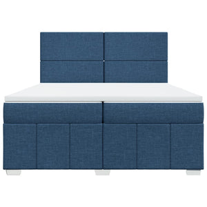 Κρεβάτι Boxspring με Στρώμα Μπλε 200x200 εκ. Υφασμάτινο - Pakobazaar