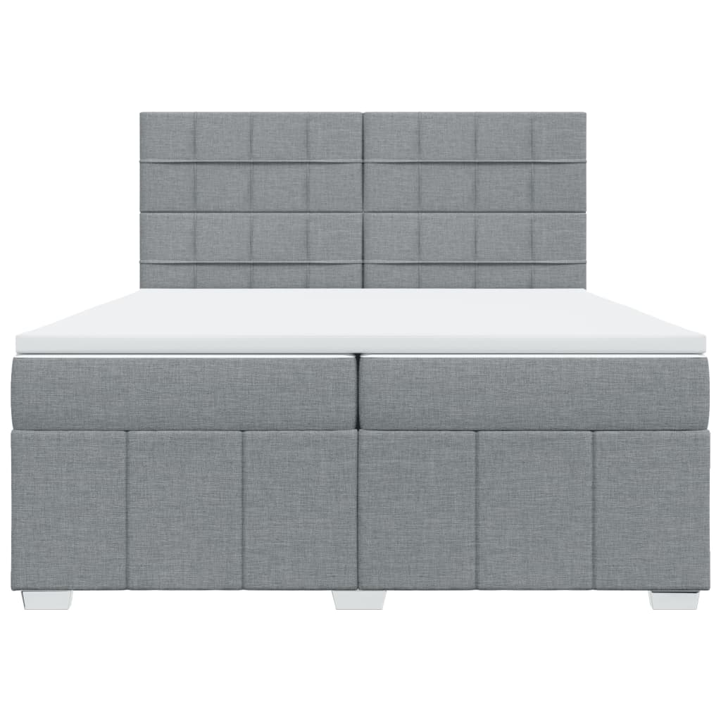 Κρεβάτι Boxspring με Στρώμα Ανοιχτό Γκρι 200x200 εκ. Υφασμάτινο