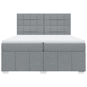 Κρεβάτι Boxspring με Στρώμα Ανοιχτό Γκρι 200x200 εκ. Υφασμάτινο