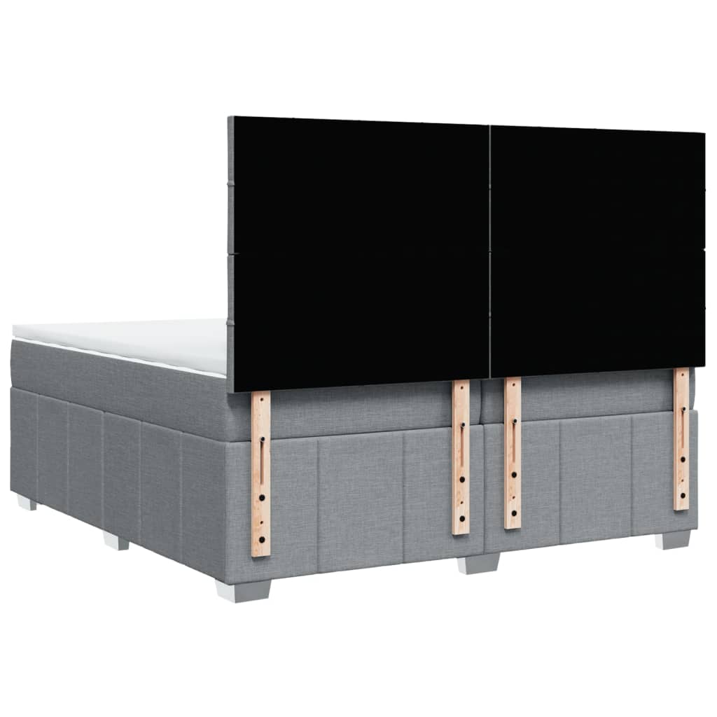 Κρεβάτι Boxspring με Στρώμα Ανοιχτό Γκρι 200x200 εκ. Υφασμάτινο