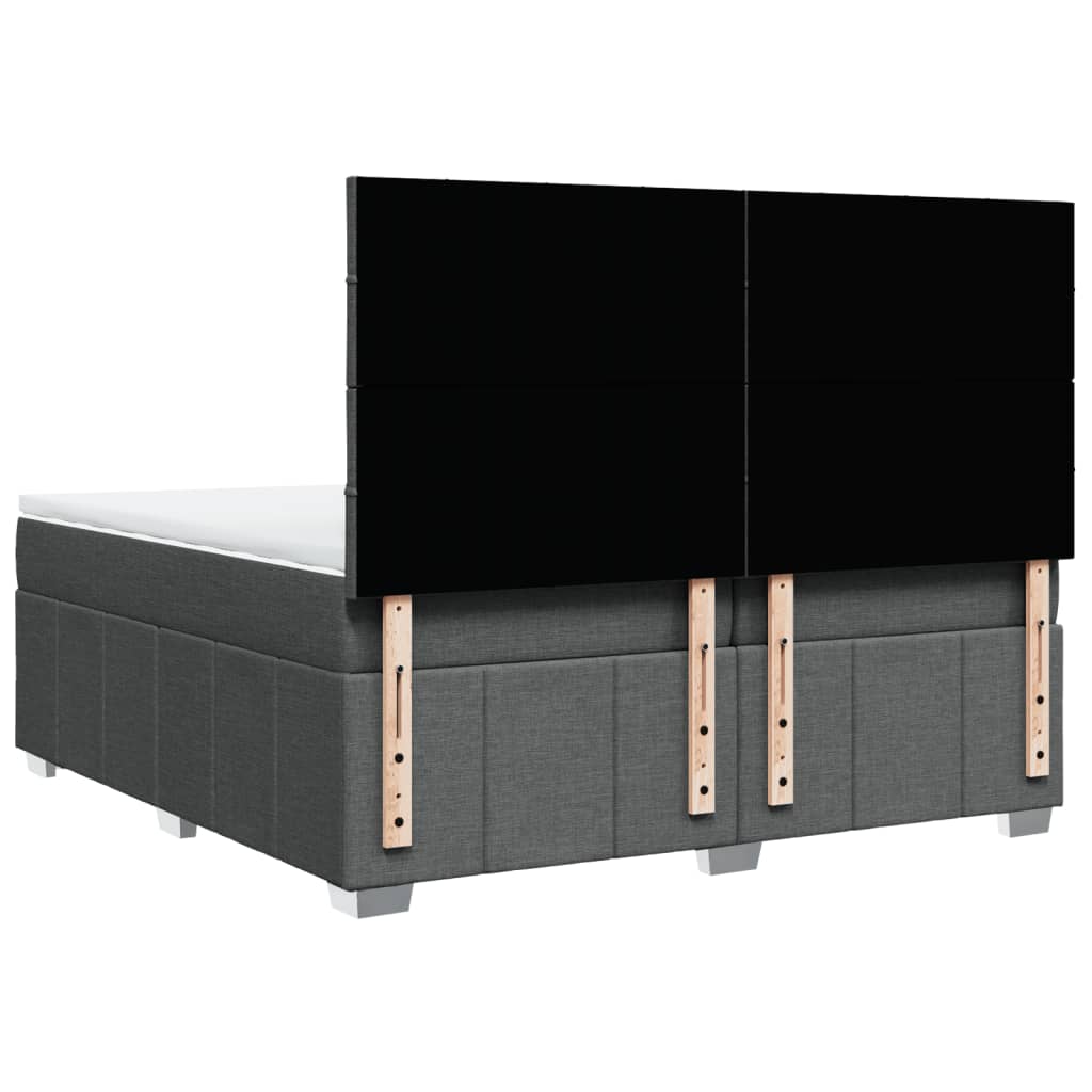 Κρεβάτι Boxspring με Στρώμα Σκούρο Γκρι 200x200 εκ. Υφασμάτινο - Pakobazaar