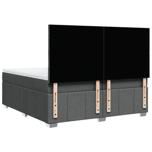 Κρεβάτι Boxspring με Στρώμα Σκούρο Γκρι 200x200 εκ. Υφασμάτινο - Pakobazaar