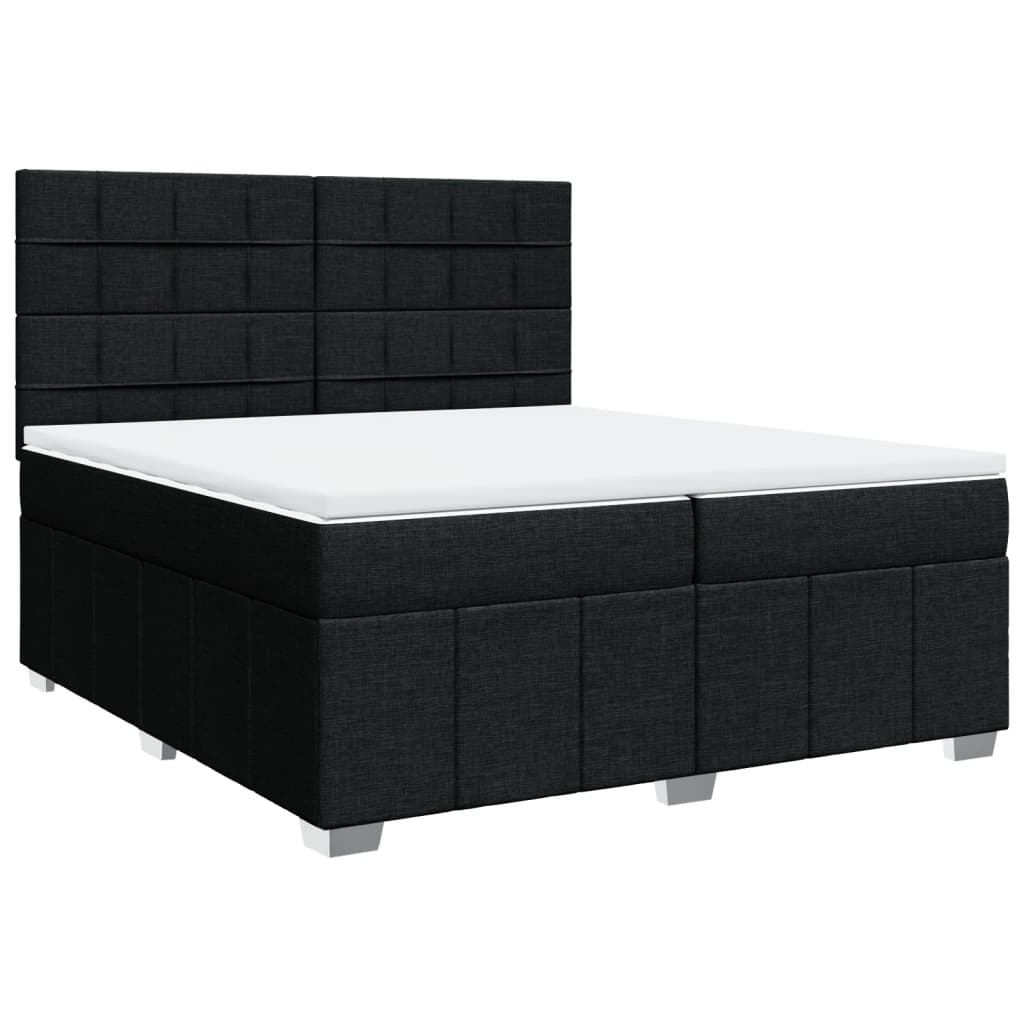 Κρεβάτι Boxspring με Στρώμα Μαύρο 200x200 εκ. Υφασμάτινο - Pakobazaar