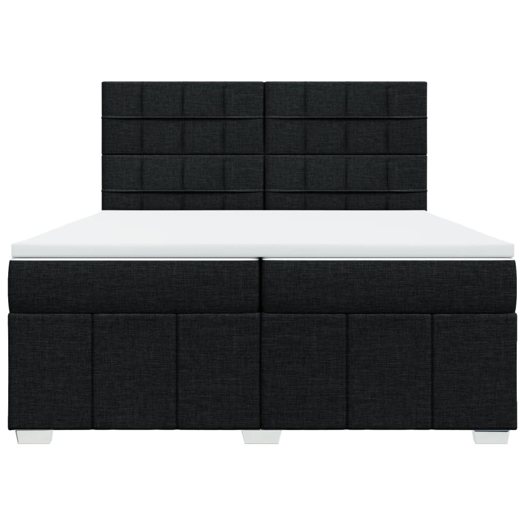 Κρεβάτι Boxspring με Στρώμα Μαύρο 200x200 εκ. Υφασμάτινο - Pakobazaar