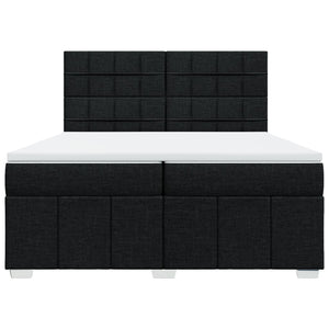 Κρεβάτι Boxspring με Στρώμα Μαύρο 200x200 εκ. Υφασμάτινο - Pakobazaar