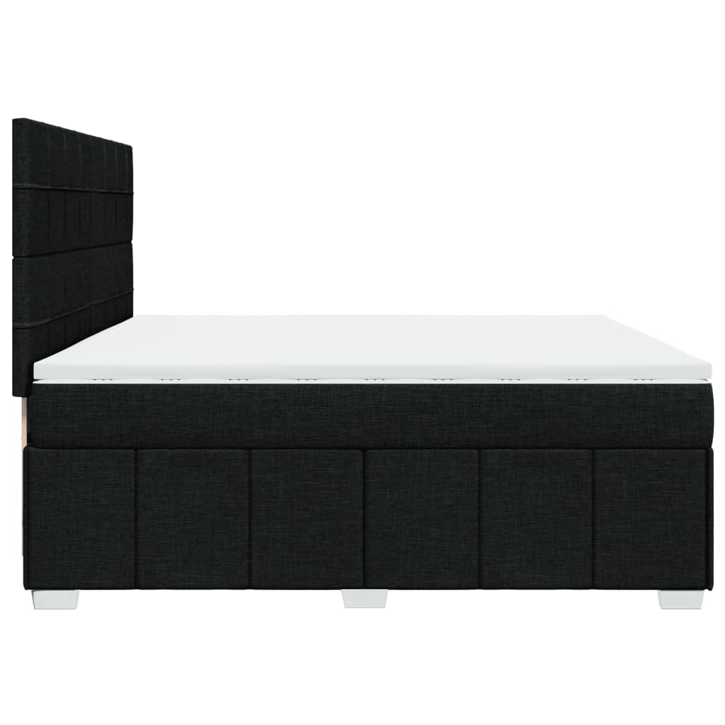 Κρεβάτι Boxspring με Στρώμα Μαύρο 200x200 εκ. Υφασμάτινο - Pakobazaar