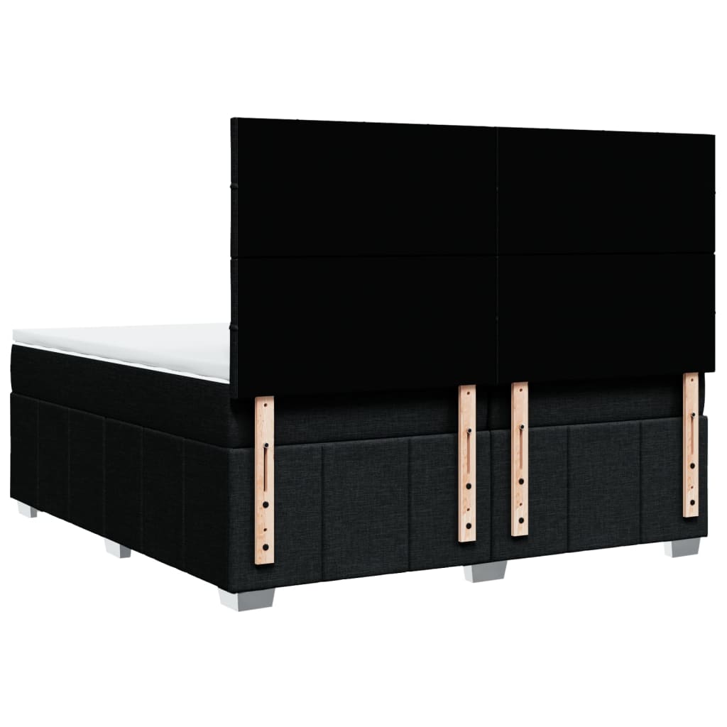 Κρεβάτι Boxspring με Στρώμα Μαύρο 200x200 εκ. Υφασμάτινο - Pakobazaar