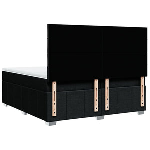Κρεβάτι Boxspring με Στρώμα Μαύρο 200x200 εκ. Υφασμάτινο - Pakobazaar