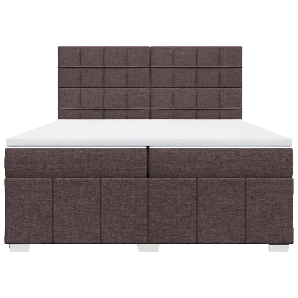 Κρεβάτι Boxspring με Στρώμα Σκούρο Καφέ 200x200 εκ. Υφασμάτινο - Pakobazaar