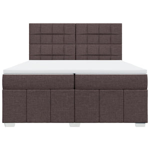 Κρεβάτι Boxspring με Στρώμα Σκούρο Καφέ 200x200 εκ. Υφασμάτινο - Pakobazaar