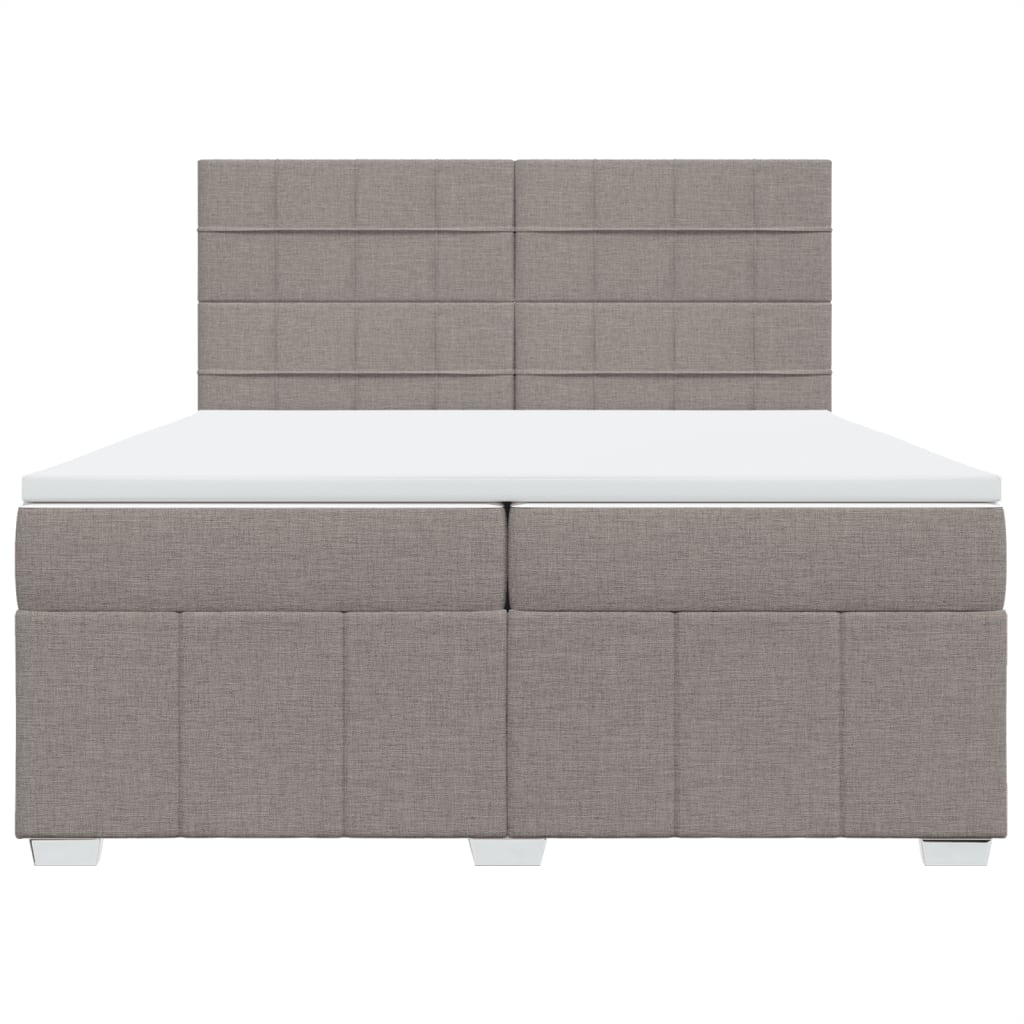 Κρεβάτι Boxspring με Στρώμα Taupe 200x200 εκ. Υφασμάτινο - Pakobazaar