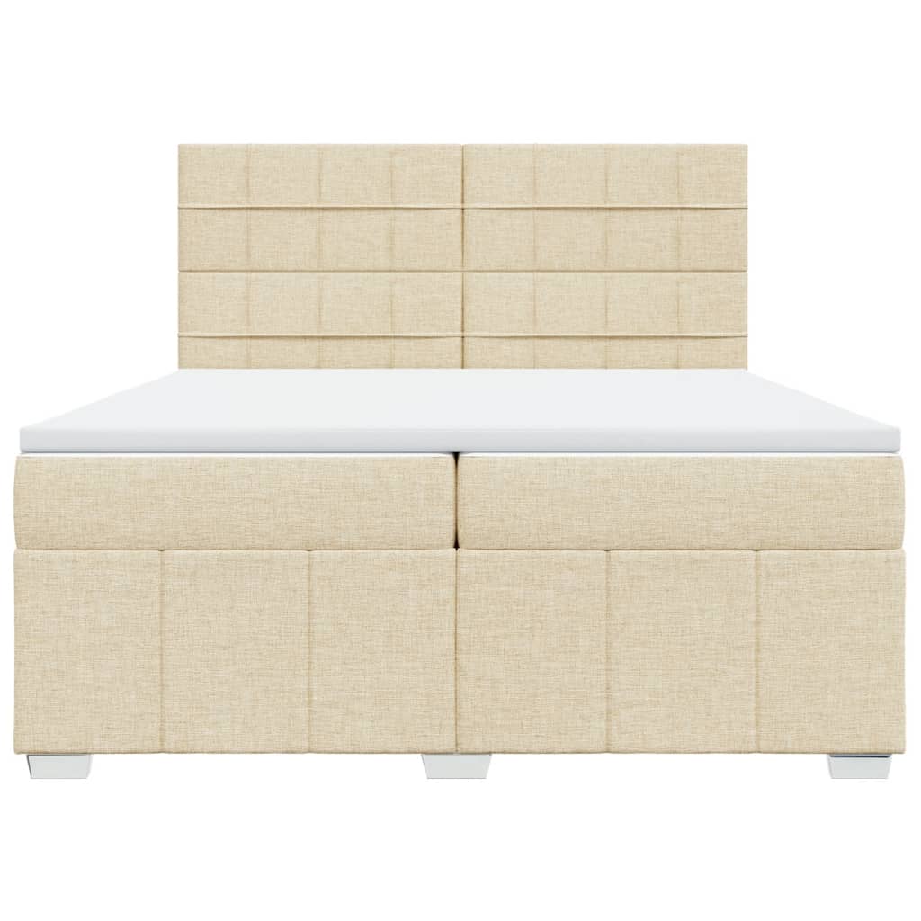 Κρεβάτι Boxspring με Στρώμα Κρεμ 200x200 εκ. Υφασμάτινο