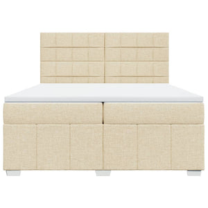 Κρεβάτι Boxspring με Στρώμα Κρεμ 200x200 εκ. Υφασμάτινο