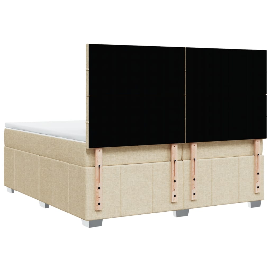 Κρεβάτι Boxspring με Στρώμα Κρεμ 200x200 εκ. Υφασμάτινο