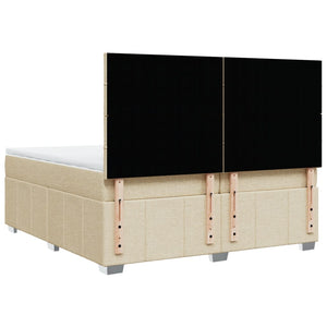 Κρεβάτι Boxspring με Στρώμα Κρεμ 200x200 εκ. Υφασμάτινο