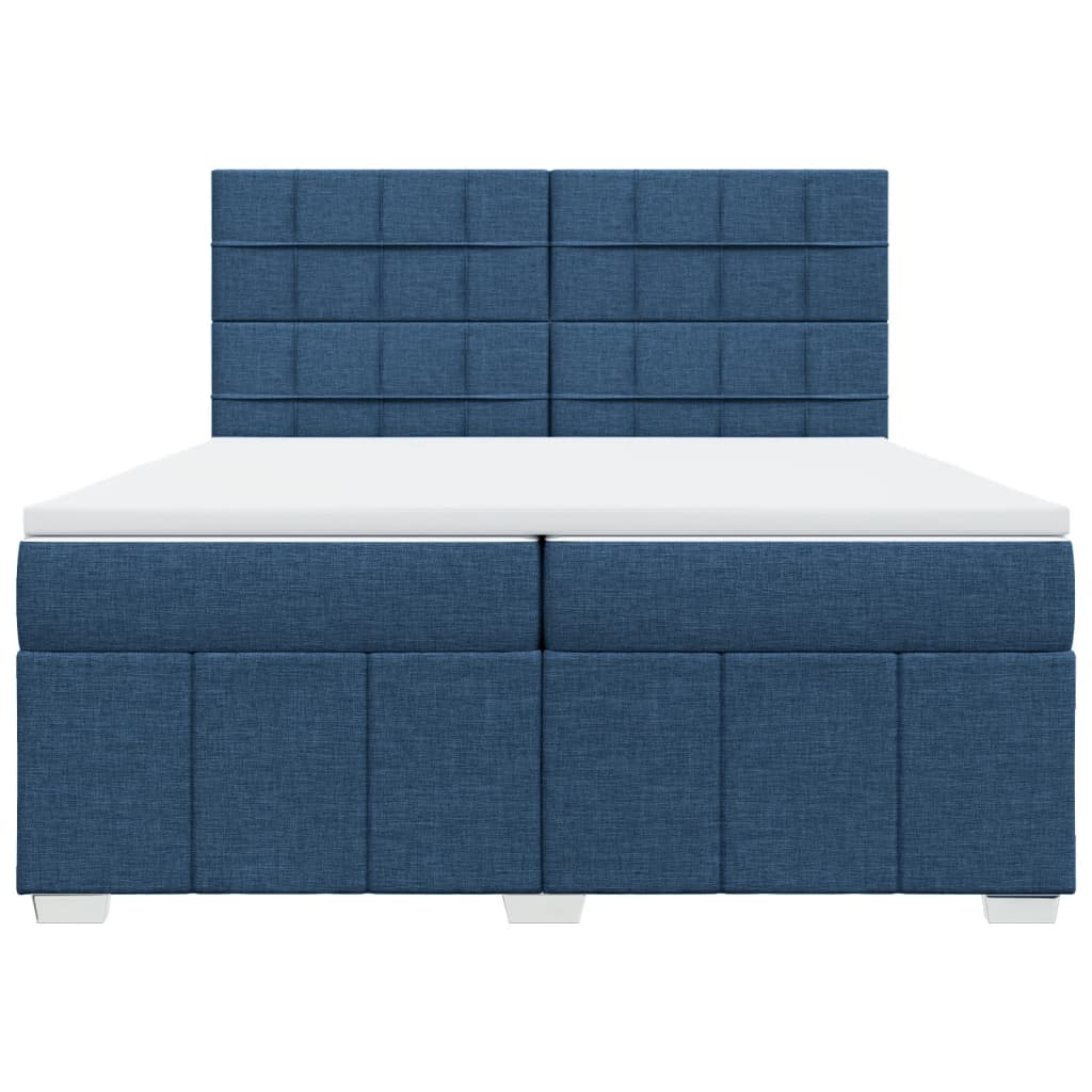 Κρεβάτι Boxspring με Στρώμα Μπλε 200x200 εκ. Υφασμάτινο