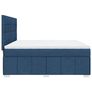 Κρεβάτι Boxspring με Στρώμα Μπλε 200x200 εκ. Υφασμάτινο