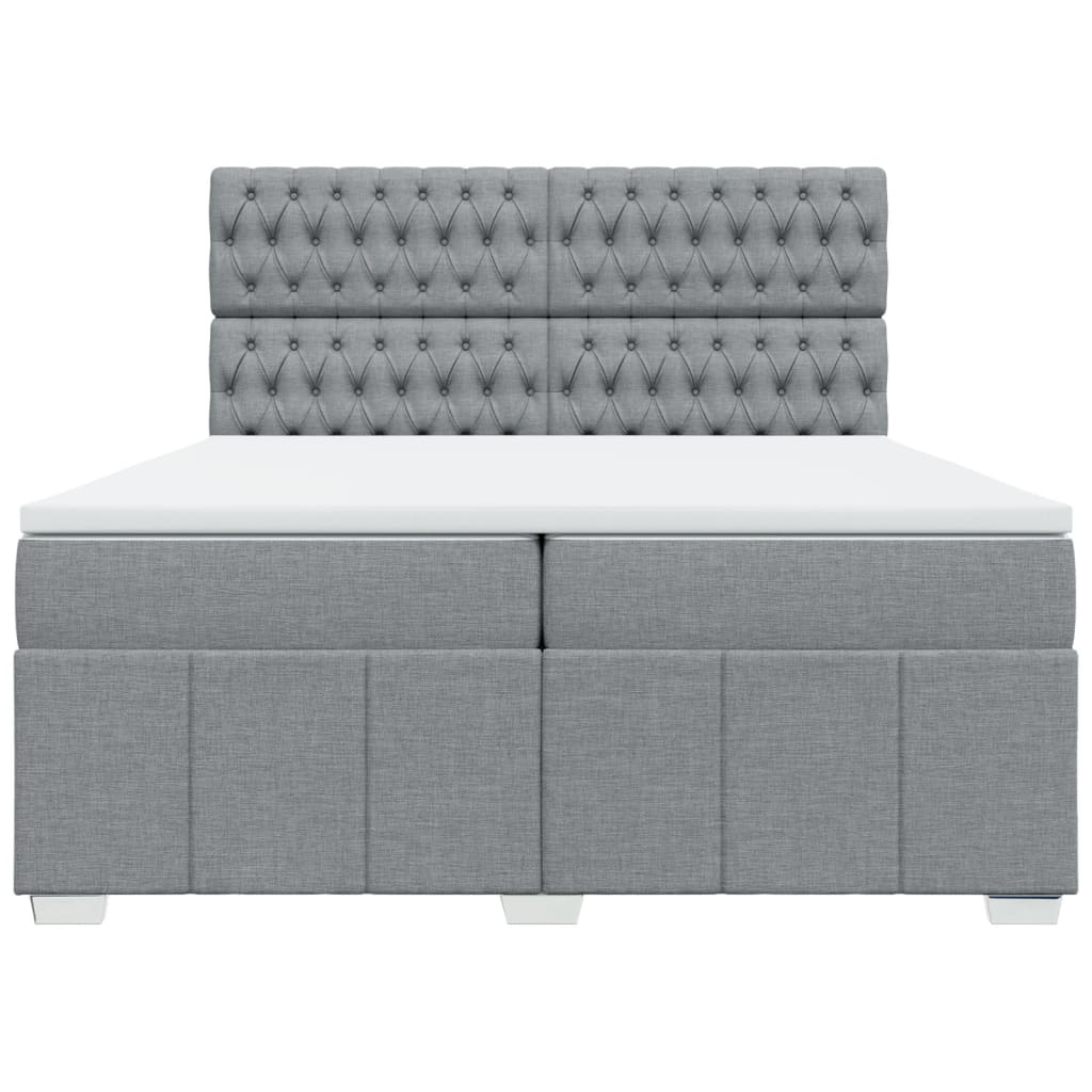 Κρεβάτι Boxspring με Στρώμα Ανοιχτό Γκρι 200x200 εκ. Υφασμάτινο - Pakobazaar