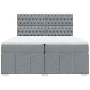 Κρεβάτι Boxspring με Στρώμα Ανοιχτό Γκρι 200x200 εκ. Υφασμάτινο - Pakobazaar