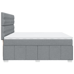 Κρεβάτι Boxspring με Στρώμα Ανοιχτό Γκρι 200x200 εκ. Υφασμάτινο - Pakobazaar