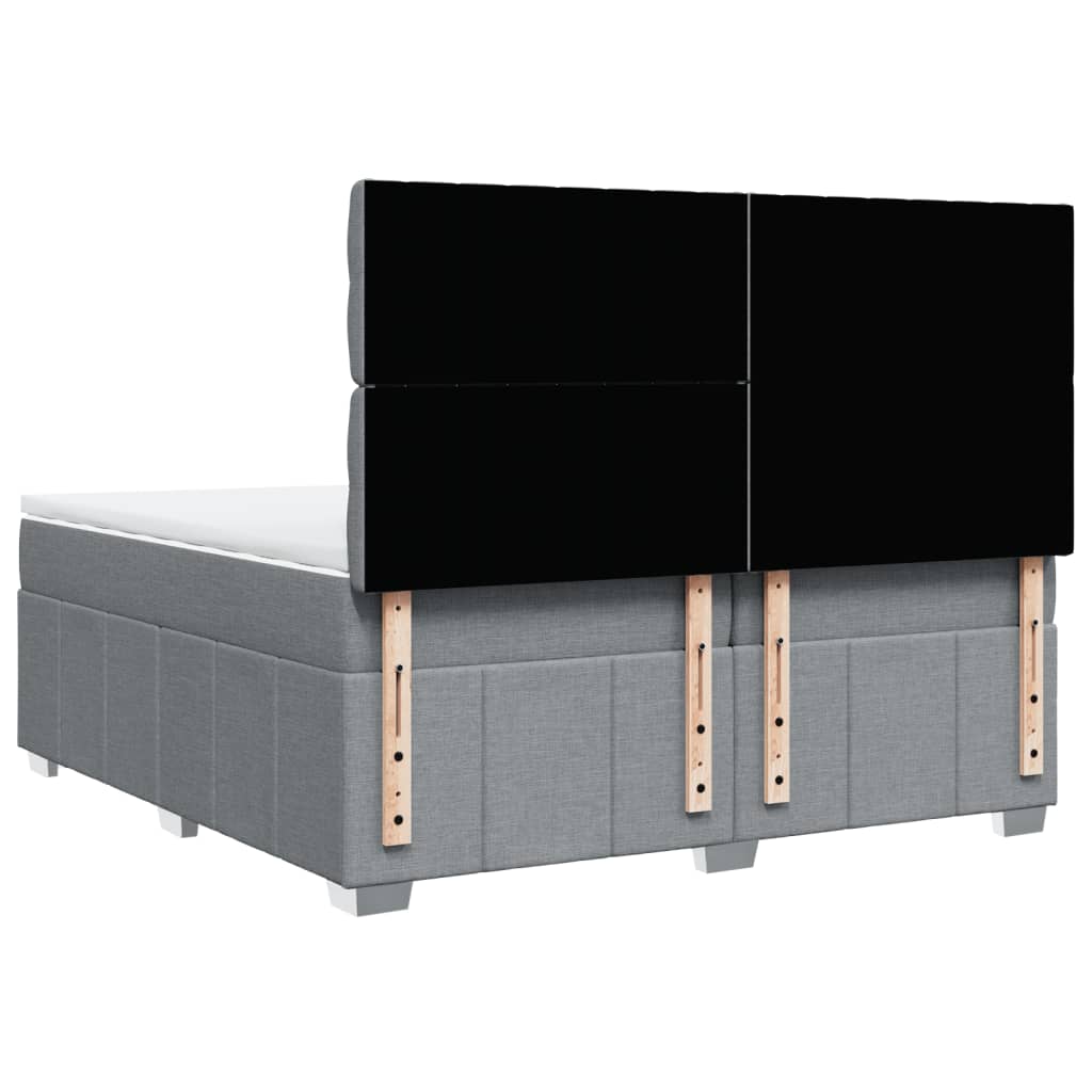 Κρεβάτι Boxspring με Στρώμα Ανοιχτό Γκρι 200x200 εκ. Υφασμάτινο - Pakobazaar