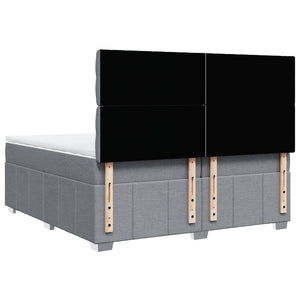 Κρεβάτι Boxspring με Στρώμα Ανοιχτό Γκρι 200x200 εκ. Υφασμάτινο - Pakobazaar