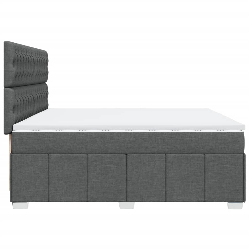 Κρεβάτι Boxspring με Στρώμα Σκούρο Γκρι 200x200 εκ. Υφασμάτινο - Pakobazaar