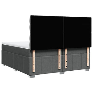 Κρεβάτι Boxspring με Στρώμα Σκούρο Γκρι 200x200 εκ. Υφασμάτινο - Pakobazaar