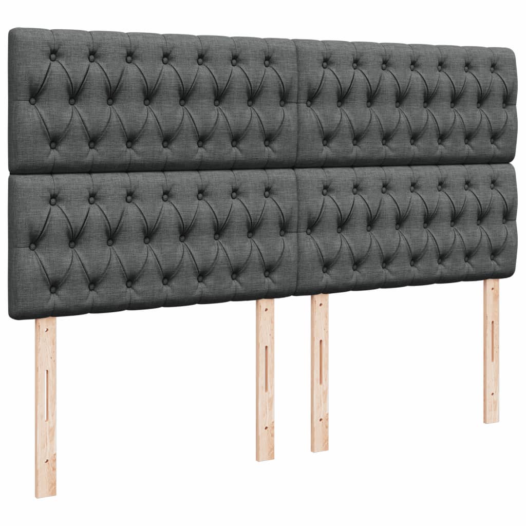 Κρεβάτι Boxspring με Στρώμα Σκούρο Γκρι 200x200 εκ. Υφασμάτινο - Pakobazaar