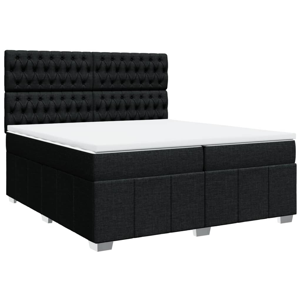 Κρεβάτι Boxspring με Στρώμα Μαύρο 200x200 εκ. Υφασμάτινο - Pakobazaar