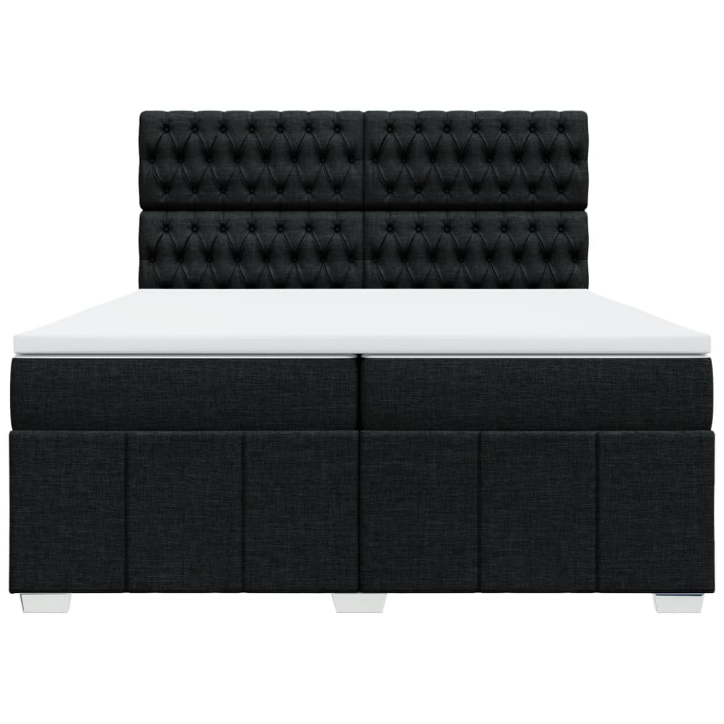 Κρεβάτι Boxspring με Στρώμα Μαύρο 200x200 εκ. Υφασμάτινο - Pakobazaar