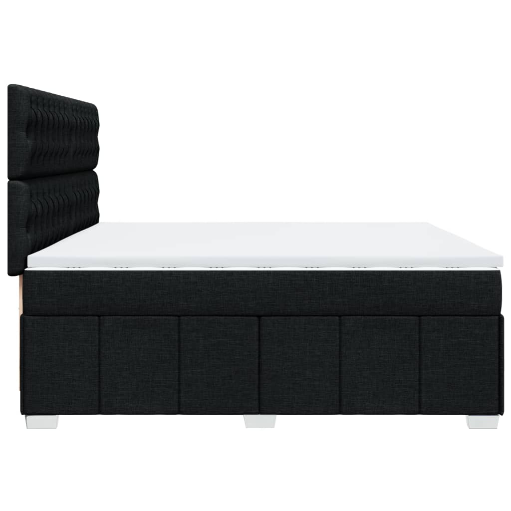 Κρεβάτι Boxspring με Στρώμα Μαύρο 200x200 εκ. Υφασμάτινο - Pakobazaar