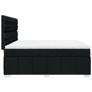Κρεβάτι Boxspring με Στρώμα Μαύρο 200x200 εκ. Υφασμάτινο - Pakobazaar