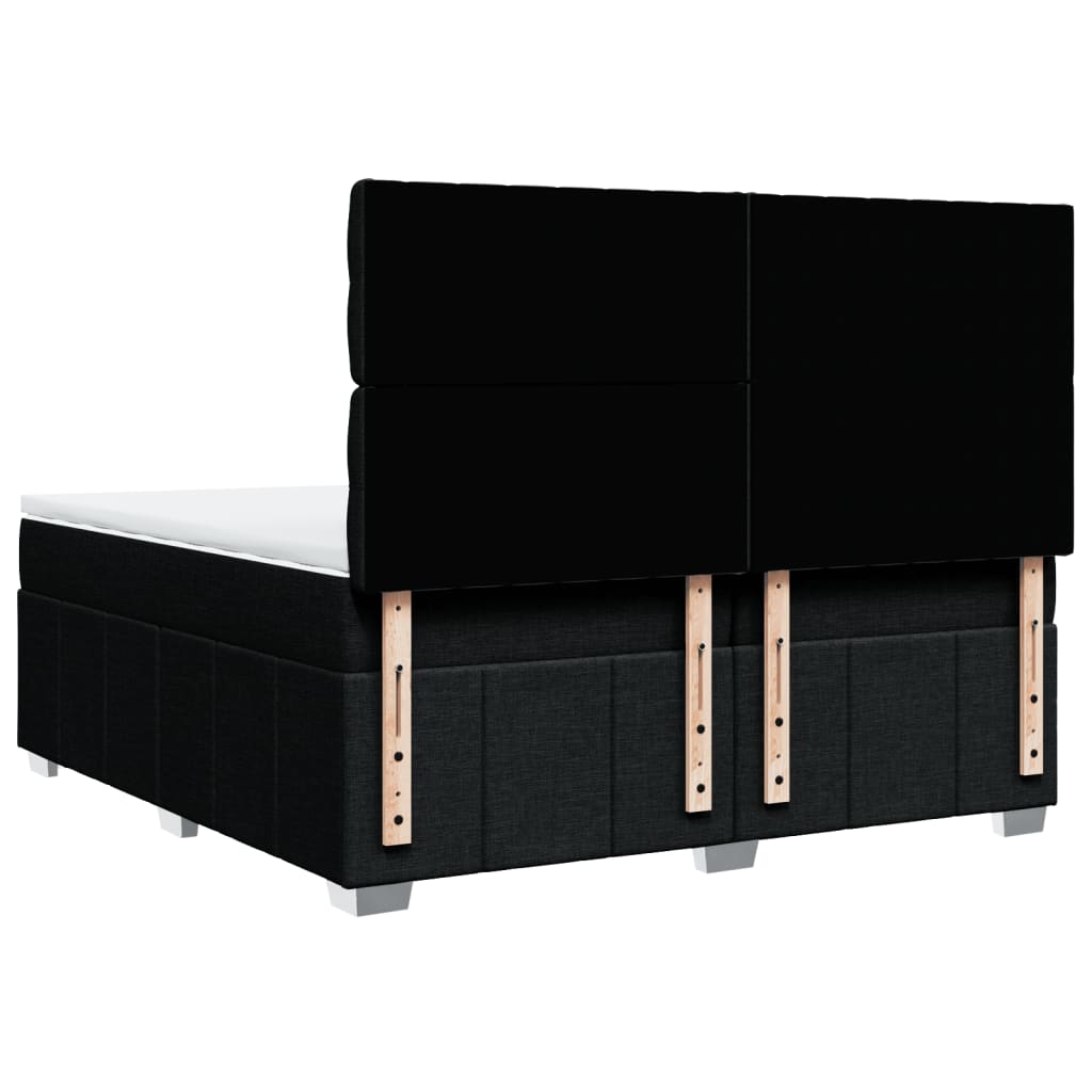 Κρεβάτι Boxspring με Στρώμα Μαύρο 200x200 εκ. Υφασμάτινο - Pakobazaar