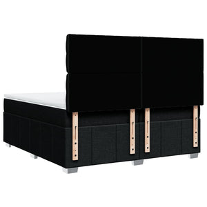 Κρεβάτι Boxspring με Στρώμα Μαύρο 200x200 εκ. Υφασμάτινο - Pakobazaar